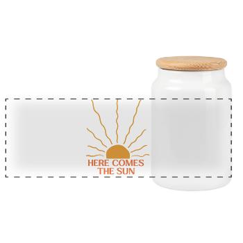Sunrise: Here Comes the Sun - Panoramic Cookie Jar with Wooden Lid - white - Front