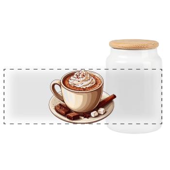 cocoa - Panoramic Cookie Jar with Wooden Lid - white - Front