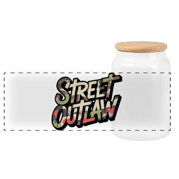 Street Outlaw Camo Design für Streetwear Fans - Panorama Keksdose mit Holzdeckel - Weiß - Vorne