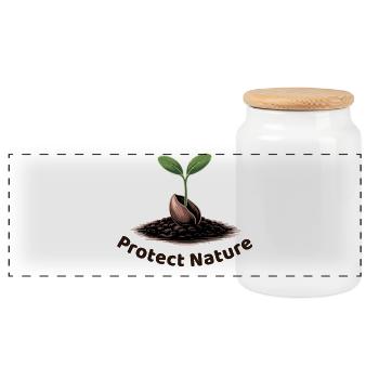Protect nature - Panoramic Cookie Jar with Wooden Lid - white - Front