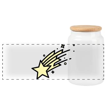 Shooting Star Comet Comic - Panoramic Cookie Jar with Wooden Lid - white - Front