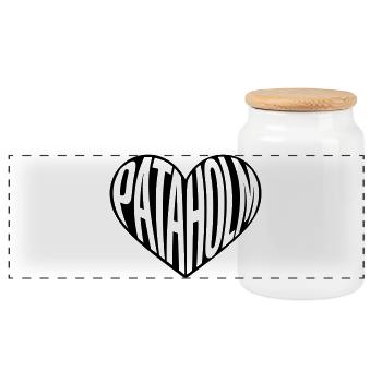 Pataholm dans le cœur - Boîte à biscuits avec couvercle en bois - blanc - Devant