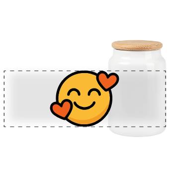 Sourire avec des cœurs aimants - Boîte à biscuits avec couvercle en bois - blanc - Devant