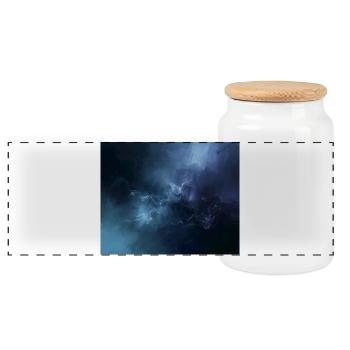Tiefblaue Nebelwellen - Panorama Keksdose mit Holzdeckel - Weiß - Vorne