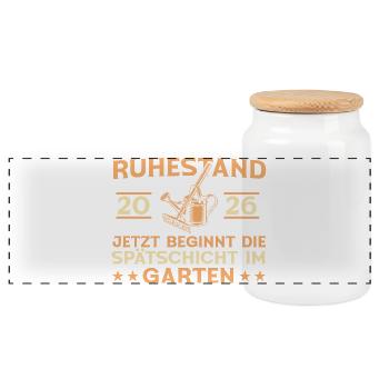 Gardener Retirement 2026 Retirement Garden Gift - Panoramic Cookie Jar with Wooden Lid - white - Front