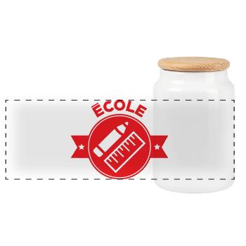 Logo École : Écusson Rouge Matériel de Géométrie - Boîte à biscuits avec couvercle en bois - blanc - Devant