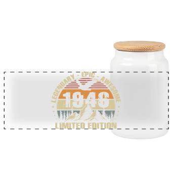 Cadeau d’anniversaire vintage vintage rétro 1946 - Boîte à biscuits avec couvercle en bois - blanc - Devant