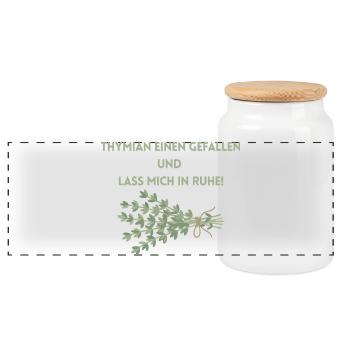 Thymian einen Gefallen und lass mich in Ruhe! - Panorama Keksdose mit Holzdeckel - Weiß - Vorne
