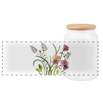 Fleur - Boîte à biscuits avec couvercle en bois - blanc - Devant
