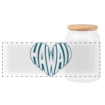 Hawaii, Hawai kantiges HerzTypo-Design - Panorama Keksdose mit Holzdeckel - Weiß - Vorne