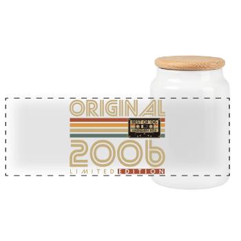 2006 Vintage Vintage Rétro Cadeau d’anniversaire - Boîte à biscuits avec couvercle en bois - blanc - Devant