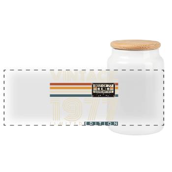 1977 Vintage Vintage Rétro Cadeau d’anniversaire - Boîte à biscuits avec couvercle en bois - blanc - Devant