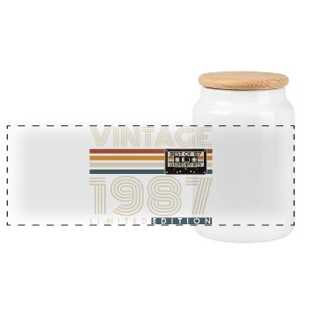 Cadeau d’anniversaire vintage rétro vintage 1987 - Boîte à biscuits avec couvercle en bois - blanc - Devant