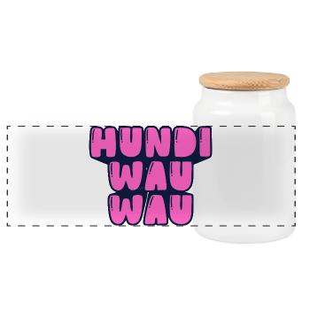 Hundi Wau Wau - Boîte à biscuits avec couvercle en bois - blanc - Devant