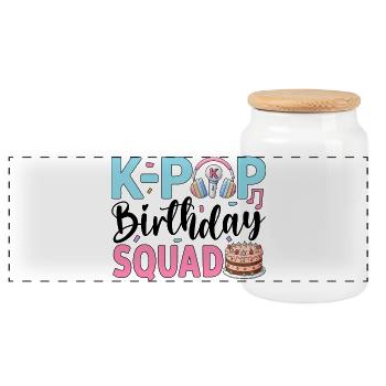 K-Pop Birthday Squad - Panorama Keksdose mit Holzdeckel - Weiß - Vorne