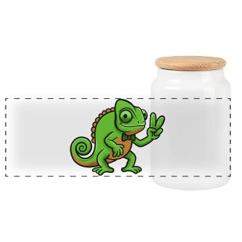 Signe de paix du Gentleman Caméléon - Boîte à biscuits avec couvercle en bois - blanc - Devant