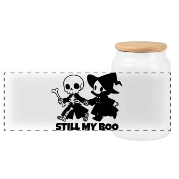 Toujours mon couple squelette d’Halloween Sorcier - Boîte à biscuits avec couvercle en bois - blanc - Devant