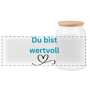 LIEBEVOLL wertvoll - Panorama Keksdose mit Holzdeckel - Weiß - Vorne