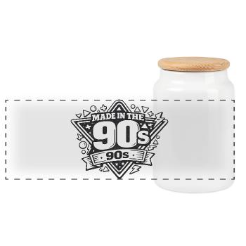 Made in the 90s: Retro Logo - Panoramic Cookie Jar with Wooden Lid - white - Front