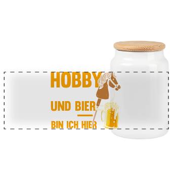 Bier Pferd Hobby Horsing - Panorama Keksdose mit Holzdeckel - Weiß - Vorne