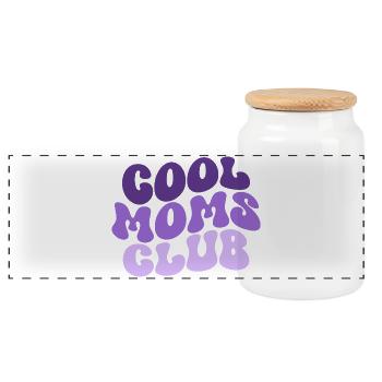 Cool Moms Club - Muttertag Mama Geschenk - Panorama Keksdose mit Holzdeckel - Weiß - Vorne