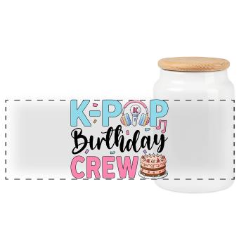 K-Pop Birthday Crew - Panoramic Cookie Jar with Wooden Lid - white - Front
