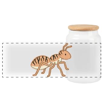 Stylized Tiger Ant Tiger Stripes - Panoramic Cookie Jar with Wooden Lid - white - Front