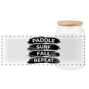 Paddle Surf Fall Repeat - Panorama Keksdose mit Holzdeckel - Weiß - Vorne
