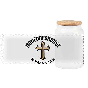 Anticonformiste Chrétien Romains 12:2 Croix d'Or - Boîte à biscuits avec couvercle en bois - blanc - Devant