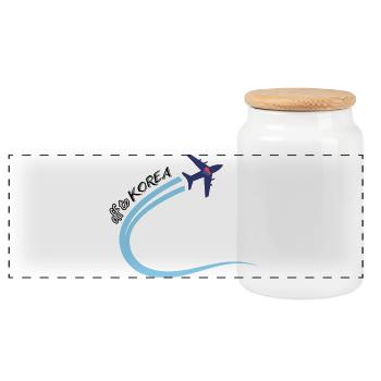 Départ pour la Corée Conception de voyages en avion Corée du Sud - Boîte à biscuits avec couvercle en bois - blanc - Devant