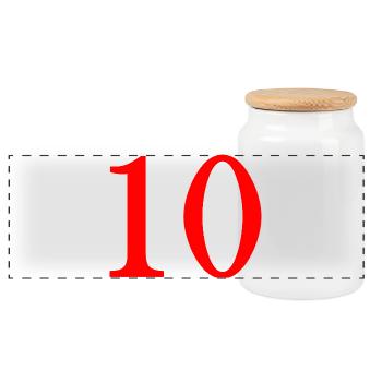 10. 10 YEARS. 10th ANNIVERSARY. 10 YEAR ANNIVERSARY. - Panoramic Cookie Jar with Wooden Lid - white - Front