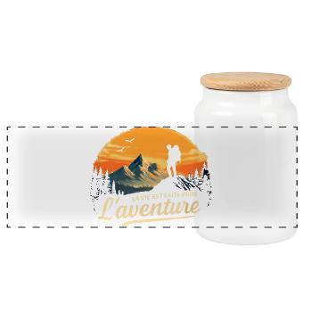 Aventure au sommet - Boîte à biscuits avec couvercle en bois - blanc - Devant