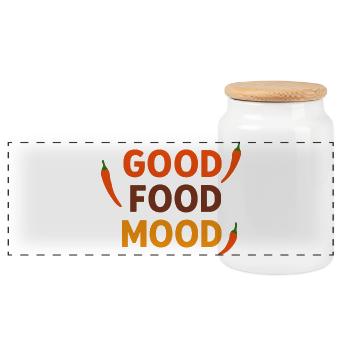 Bonne ambiance, Citation drôle de piment piment - Boîte à biscuits avec couvercle en bois - blanc - Devant