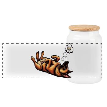 Malinois Belgian Shepherd Malinois Owner - Panoramic Cookie Jar with Wooden Lid - white - Front