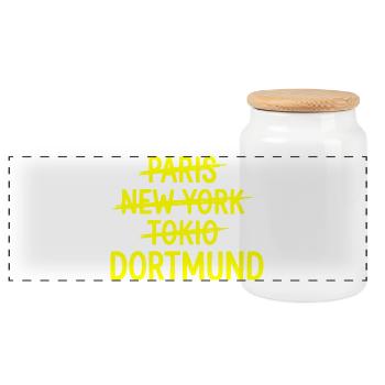 Dortmund, Ruhrpott City Shirt, Hoodie, Cap - Panoramic Cookie Jar with Wooden Lid - white - Front