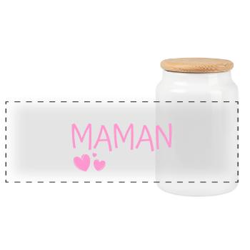 Promue Maman 2026 Cadeau grossesse naissance bébé - Boîte à biscuits avec couvercle en bois - blanc - Devant