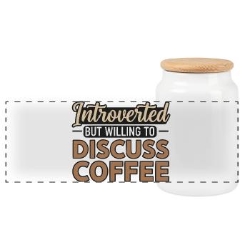 Introverti mais prêt à discuter café - Boîte à biscuits avec couvercle en bois - blanc - Devant