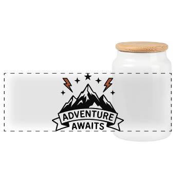 L’aventure de Berge attend les armoiries - Boîte à biscuits avec couvercle en bois - blanc - Devant