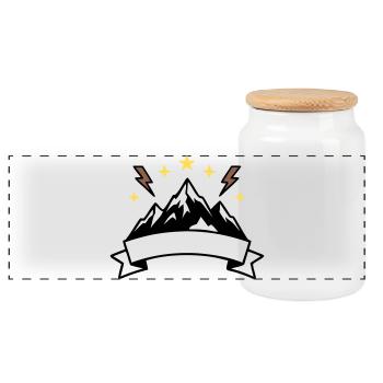 Berge Banner Textfeld Wappen - Panorama Keksdose mit Holzdeckel - Weiß - Vorne
