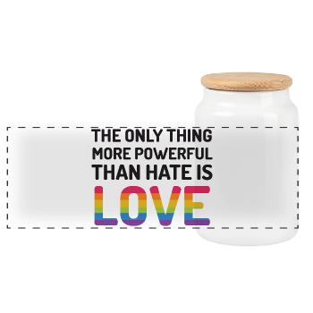 LGBTQ-Pride-Monat – Das Einzige, was stärker ist - Panorama Keksdose mit Holzdeckel - Weiß - Vorne