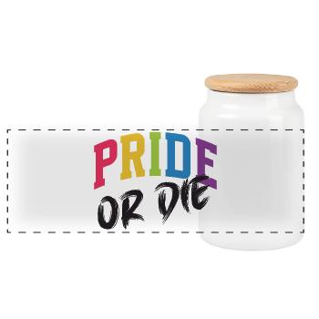 LGBT Pride Month - Pride or Die - Panoramic Cookie Jar with Wooden Lid - white - Front