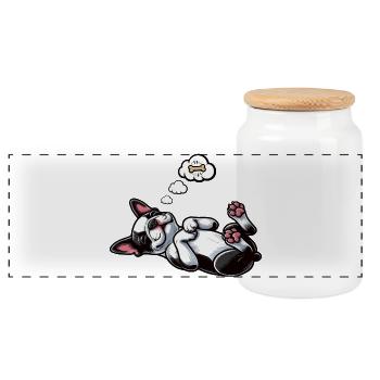 Boston Terrier Boston terrier besitzer Bostie  - Panorama Keksdose mit Holzdeckel - Weiß - Vorne