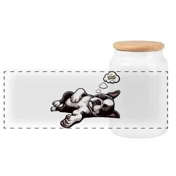 Boston Terrier Boston terrier besitzer Bostie - Panorama Keksdose mit Holzdeckel - Weiß - Vorne