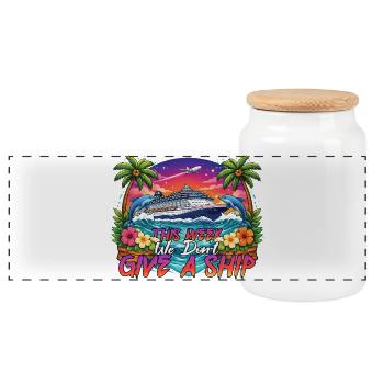 Family Vacation Trip Cruising We Don't Give A Ship - Panoramic Cookie Jar with Wooden Lid - white - Front