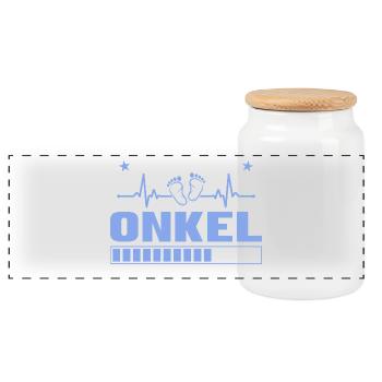 Ich werde Onkel 2027 – Werdender Onkel - Panorama Keksdose mit Holzdeckel - Weiß - Vorne