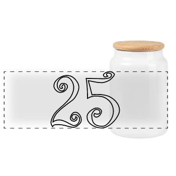 25. 25 YEARS. 25th ANNIVERSARY. 25 YEARS ANNIVERSARY. - Panoramic Cookie Jar with Wooden Lid - white - Front