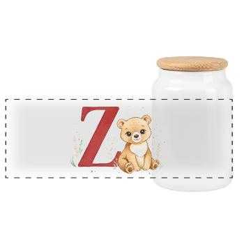 Z-Bear: Big Z with Bear - Panoramic Cookie Jar with Wooden Lid - white - Front