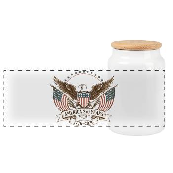Amerika 250 Jahre 1776–2026 Vintage Patriotic Eagl - Panorama Keksdose mit Holzdeckel - Weiß - Vorne