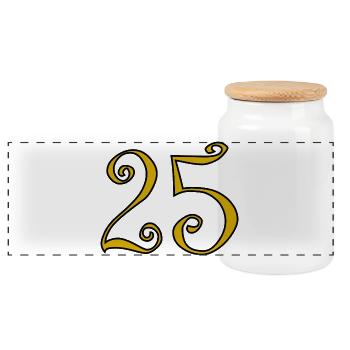 25. 25 YEARS. 25th ANNIVERSARY. 25 YEARS ANNIVERSARY. - Panoramic Cookie Jar with Wooden Lid - white - Front