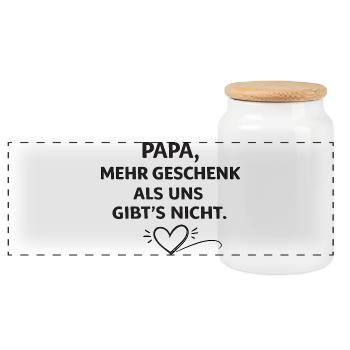 Papa mehr Geschenk als uns gibt's nicht - Panorama Keksdose mit Holzdeckel - Weiß - Vorne